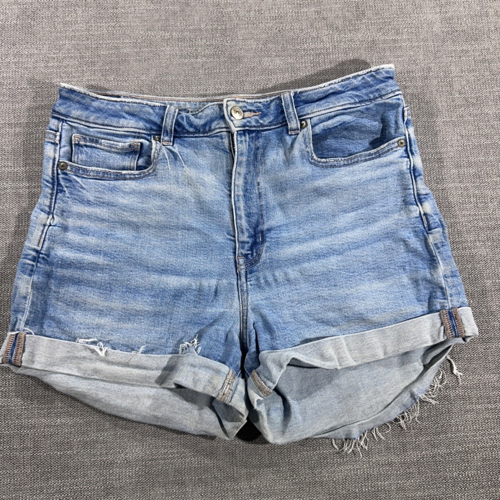 American Eagle Denim Shorts Womens 10 Light Blue Excellent High Waist Stretch